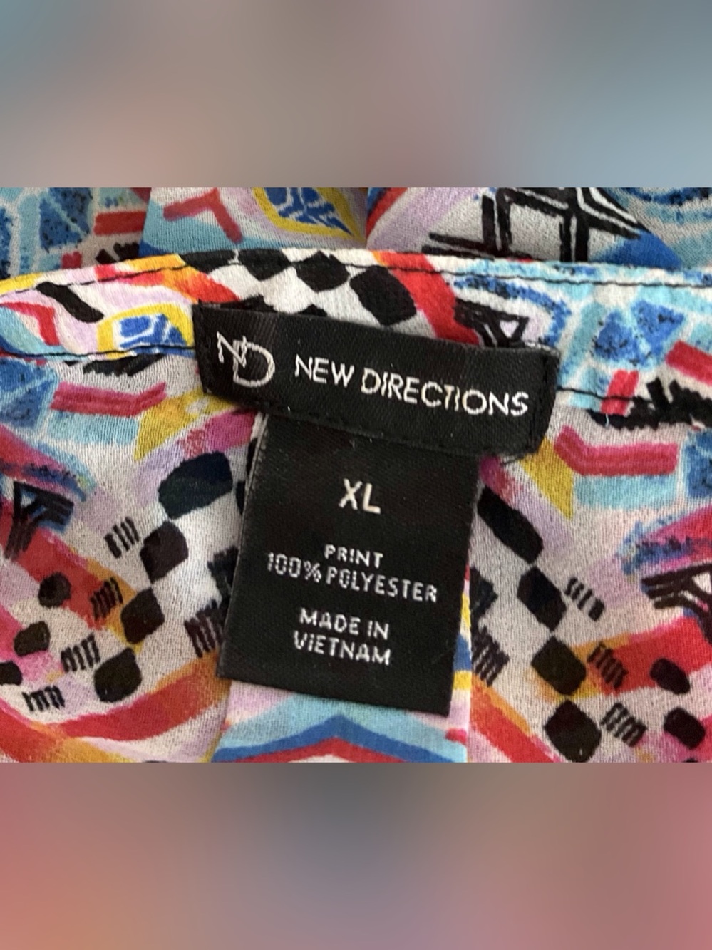 New Directions Multicolor Split V-Neck Roll Tab Sleeve Sheer Tunic Top Size XL - Picture 9 of 10